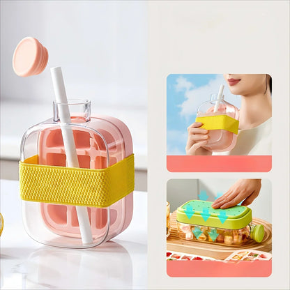 Ice Cube Mold Tray Press Ice Bottle Cup Kettle with Straw