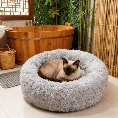 Round Plush Fluffy Pet Bed
