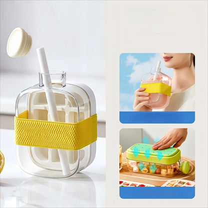 Ice Cube Mold Tray Press Ice Bottle Cup Kettle with Straw