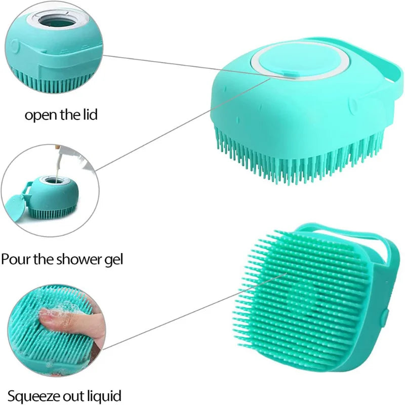 Viral 2 in 1 Pet Shower Brush Massager (Soft Silicone)