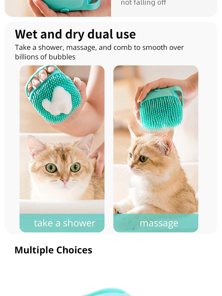 Viral 2 in 1 Pet Shower Brush Massager (Soft Silicone)