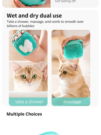Viral 2 in 1 Pet Shower Brush Massager (Soft Silicone)