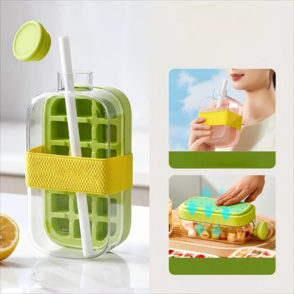 Ice Cube Mold Tray Press Ice Bottle Cup Kettle with Straw