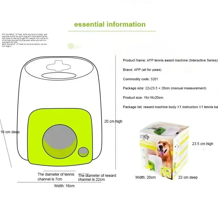 Automatic Dog Ball Launcher with Food Reward - Smart Tennis Ball Thrower Machine