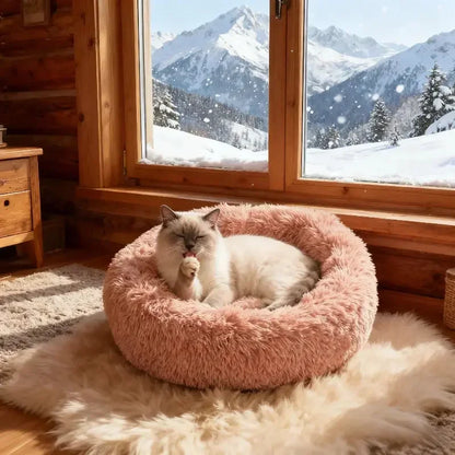 Round Plush Fluffy Pet Bed