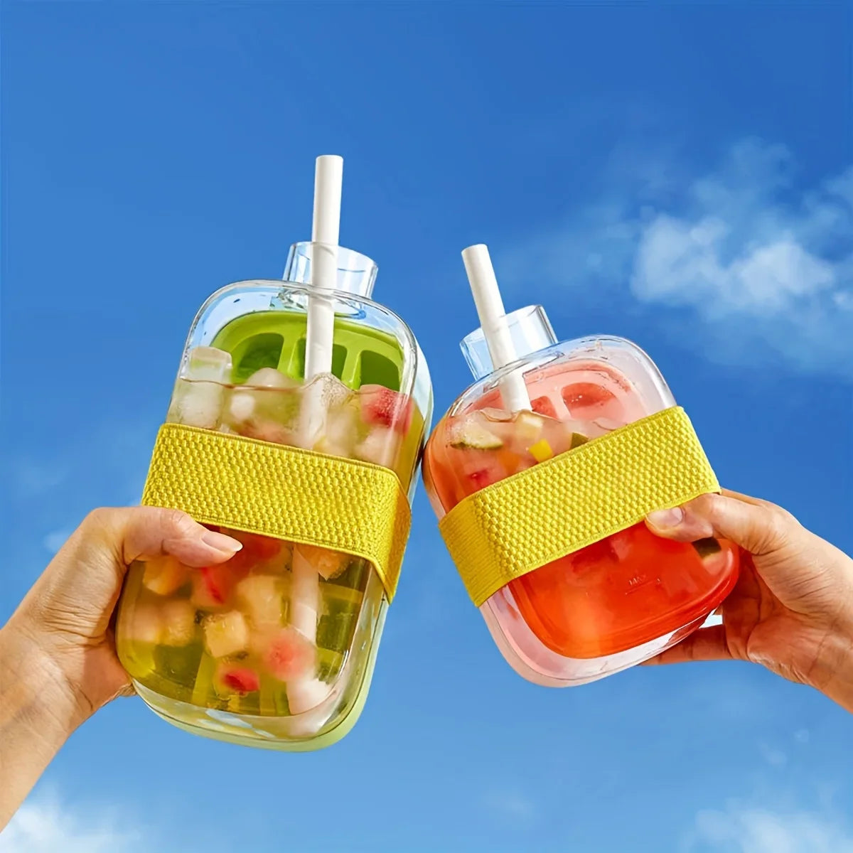 Ice Cube Mold Tray Press Ice Bottle Cup Kettle with Straw