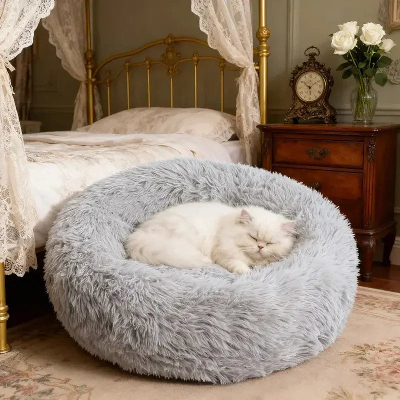 Round Plush Fluffy Pet Bed