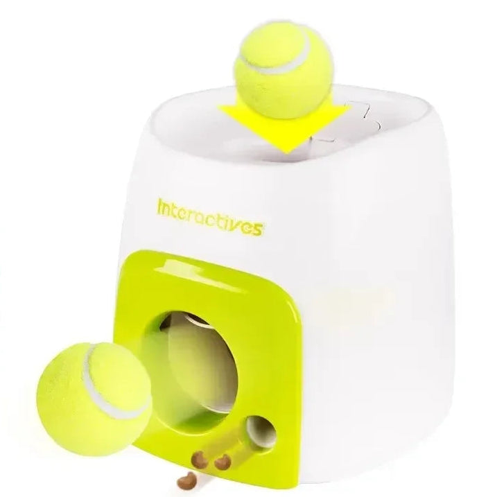 Automatic Dog Ball Launcher with Food Reward - Smart Tennis Ball Thrower Machine